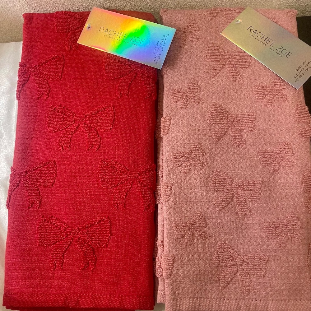 Rachel Zoe BOW Kitchen Towels 2 sets